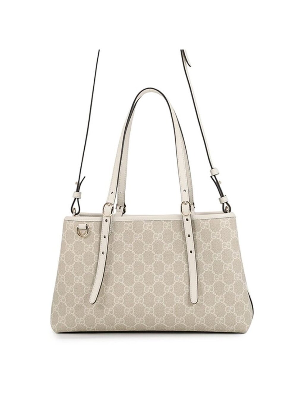 Gucci Tote GG Emblem Medium Leather 2-Way White